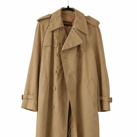 Repp Ltd. Other - Vintage Repp Ltd Tan Trench Coat Mens 40 Plaid Lined Double Breasted Overcoat